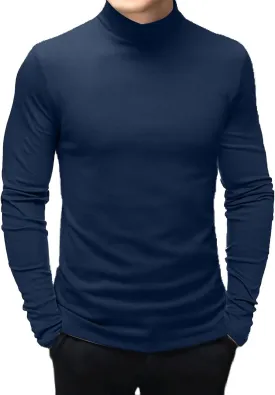 Men's Fashion Mock Turtleneck T-Shirts Long Sleeve Pullover Sweater Basic Designed Undershirt Slim Fit Top