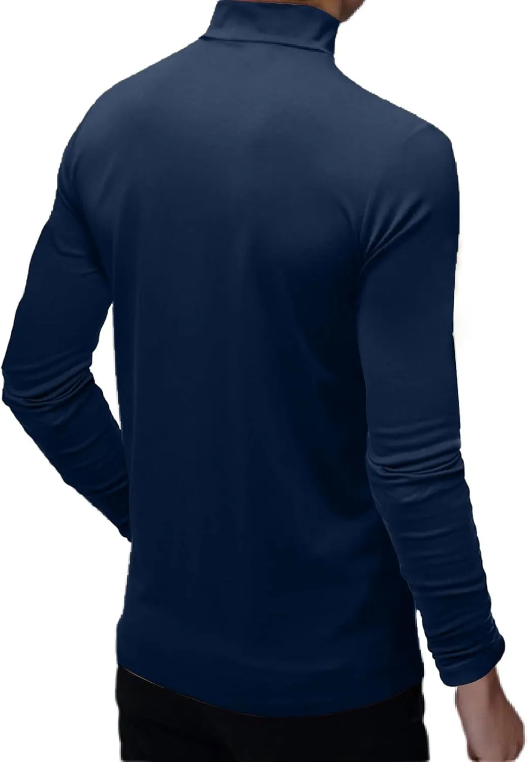 Men's Fashion Mock Turtleneck T-Shirts Long Sleeve Pullover Sweater Basic Designed Undershirt Slim Fit Top
