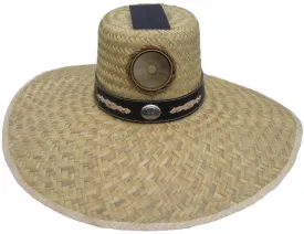 Mens Gardener with Band Straw Hat - Solar Powered Hat Fan UV Protection - One Size Brown