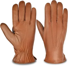 Mens Leather Gloves, Genuine Leather Winter Gloves For Men Cashmere Fleece Lined Touchscreen SUM05-US