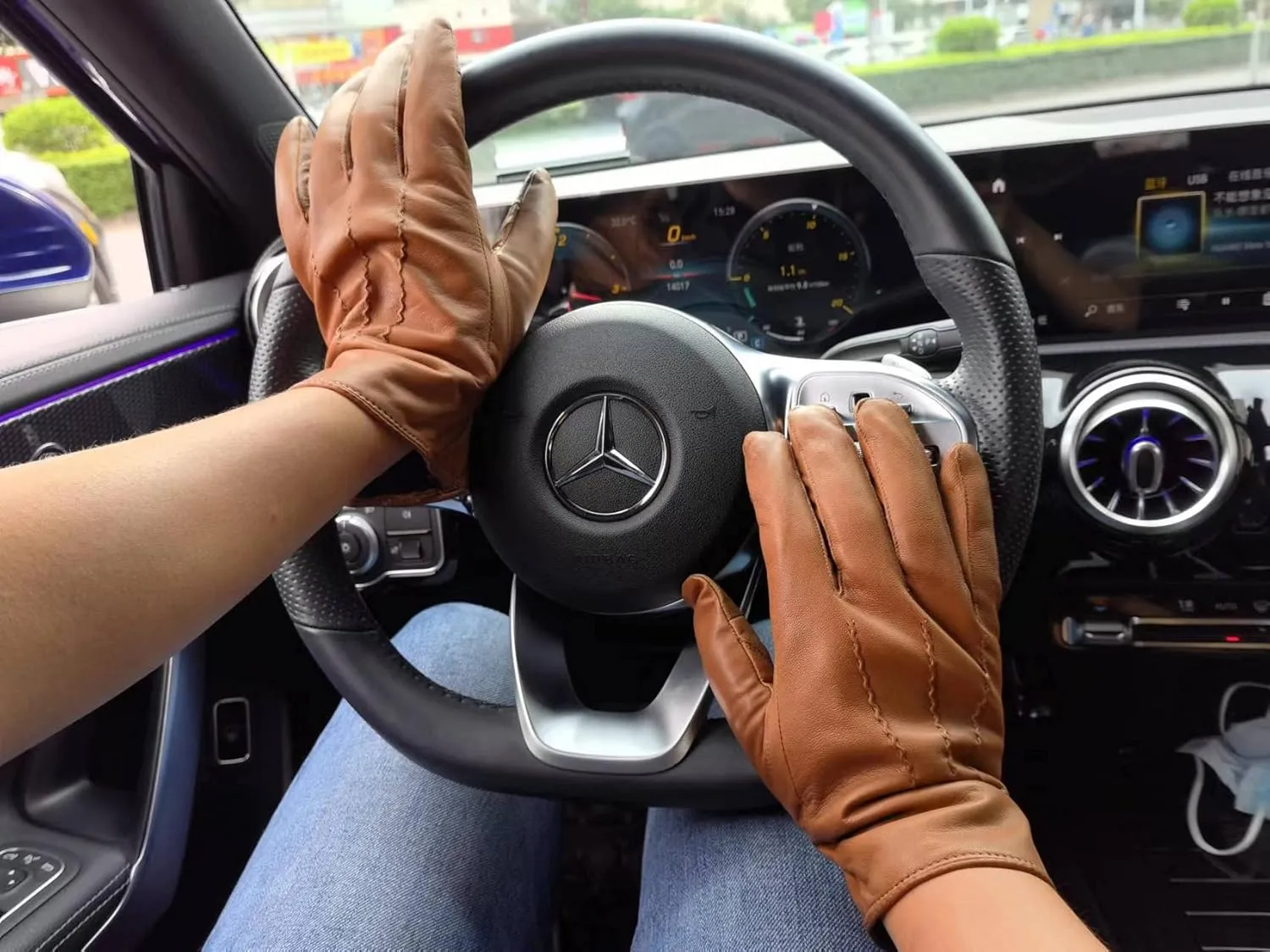 Mens Leather Gloves, Genuine Leather Winter Gloves For Men Cashmere Fleece Lined Touchscreen SUM05-US