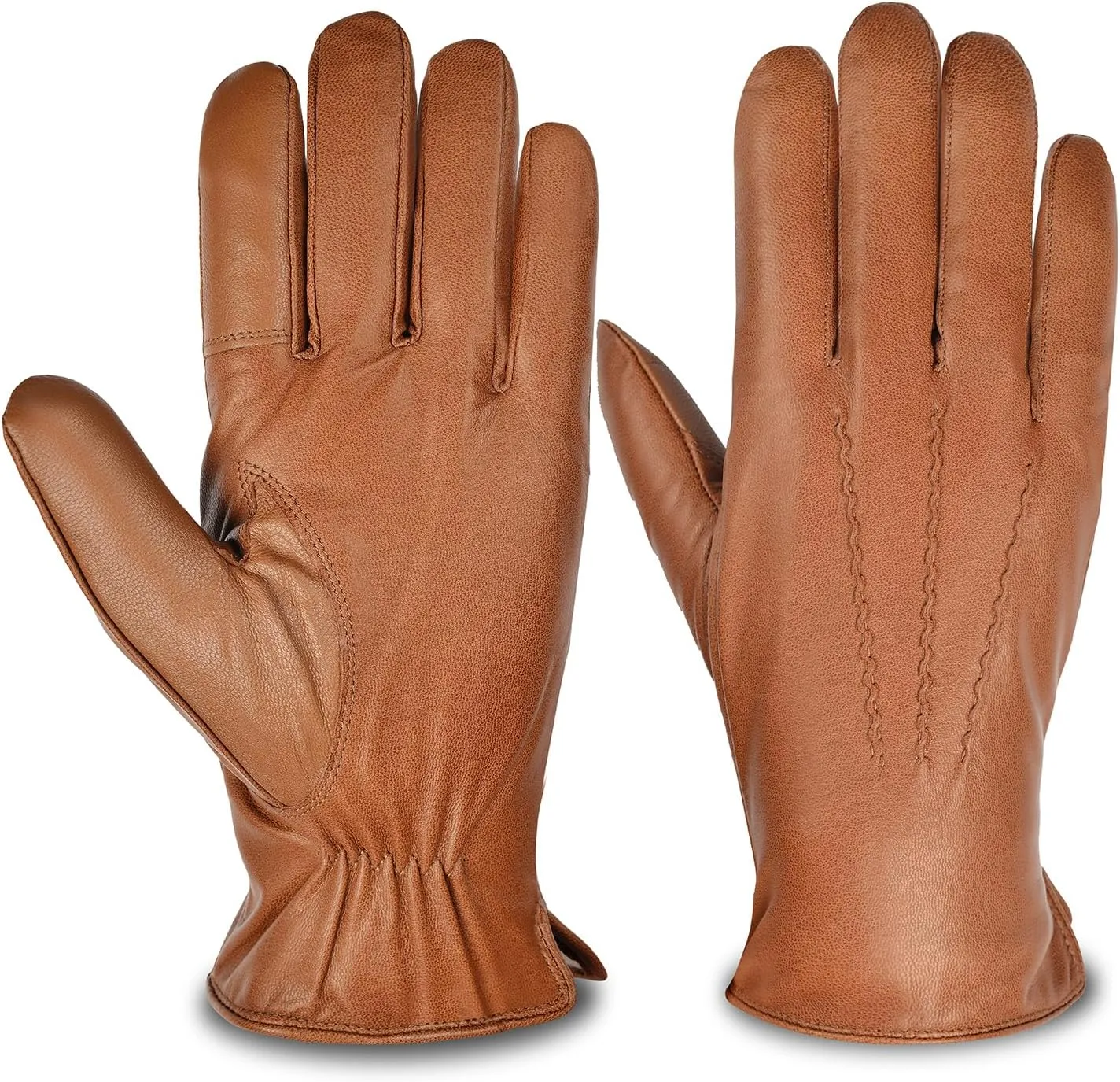 Mens Leather Gloves, Genuine Leather Winter Gloves For Men Cashmere Fleece Lined Touchscreen SUM05-US