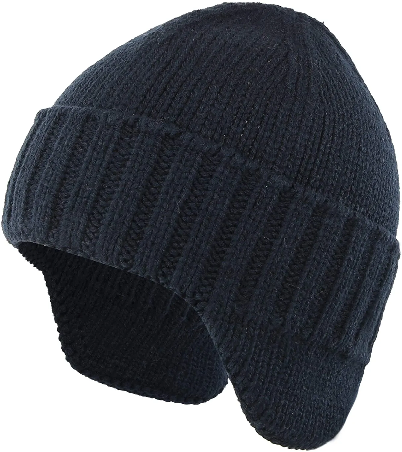 Navy Knit Earflap Stocking Caps Beanie Hat with Ears