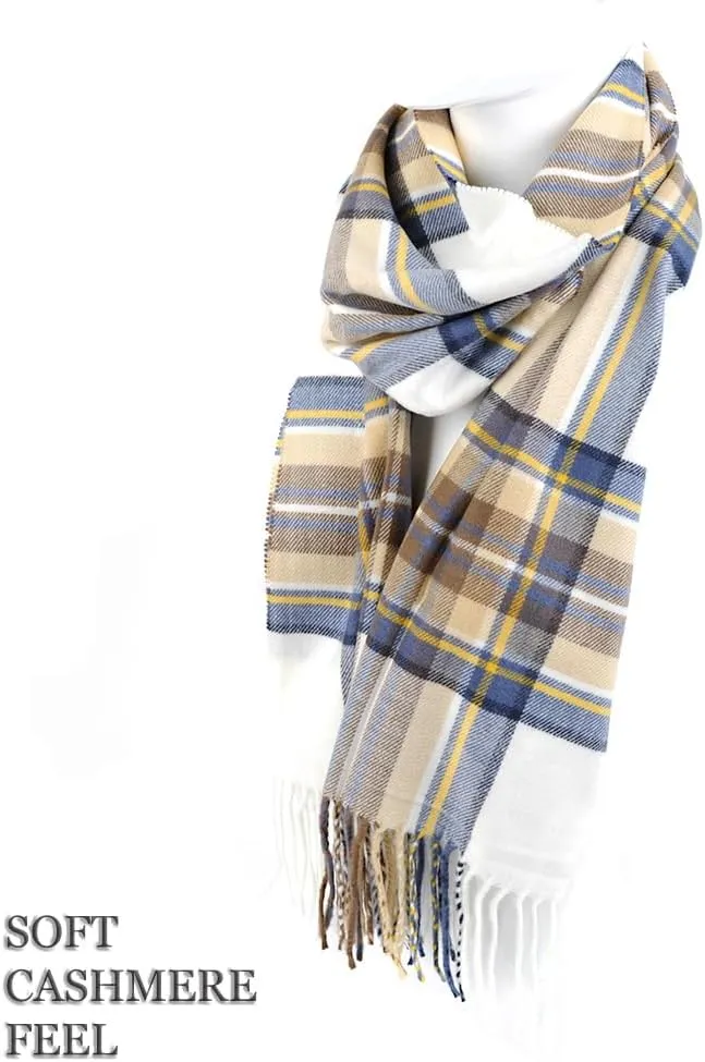 Nollia Plaid Fall/Winter Scarf for Men & Women-Plaid Color Cashmere Feels Acrylic Scarves