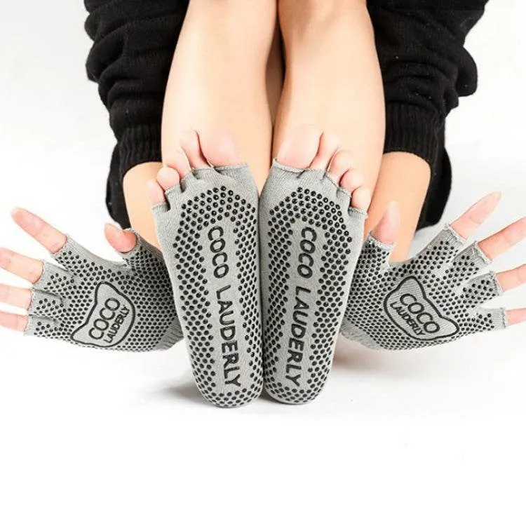 Non-Slip Open-Finger Yoga Gloves with Five-Finger Grip Socks Set