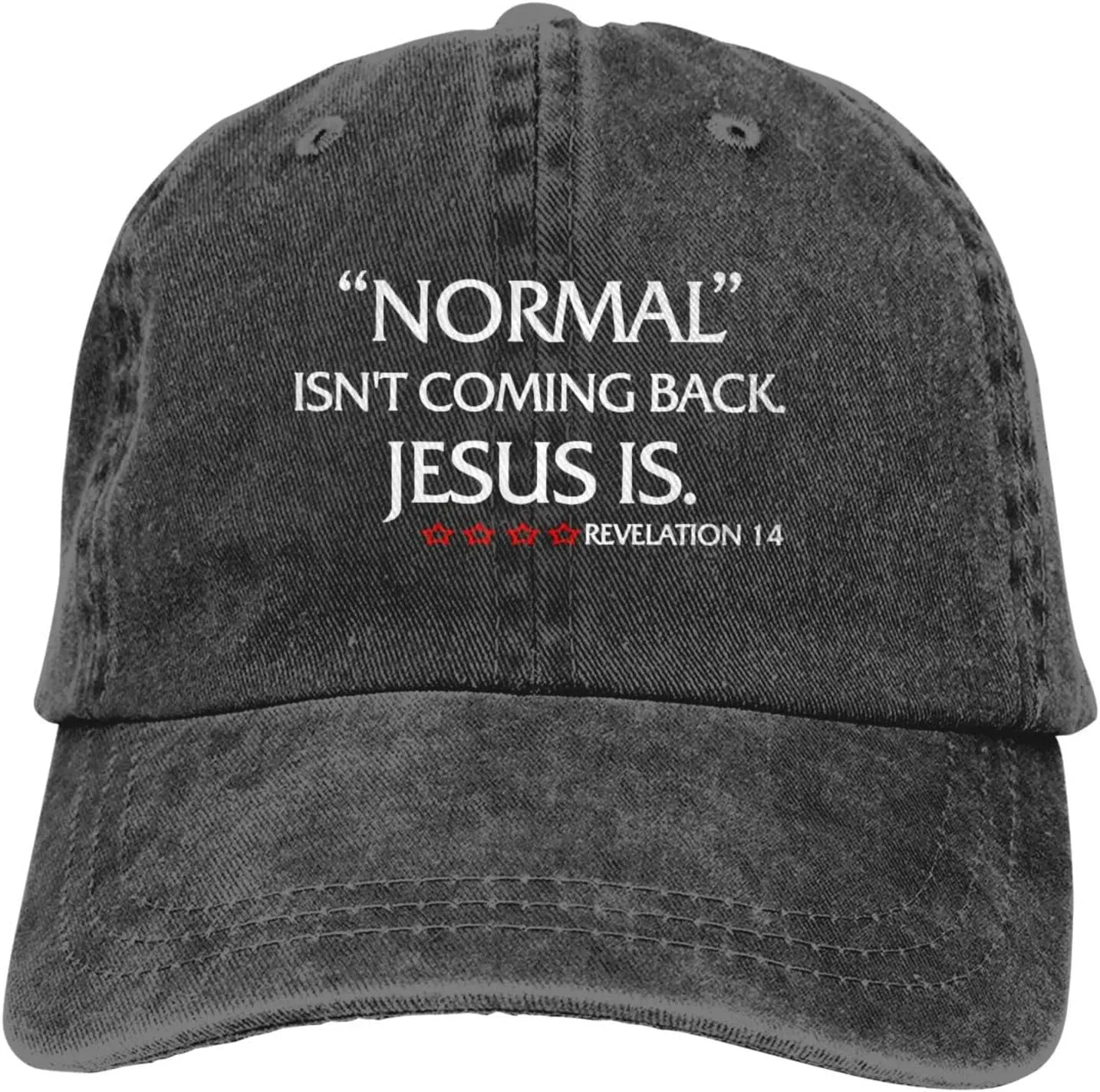 Normal Isn't Coming Back But Jesus is Revelation 14 Dad Hats for Men 90s Vintage Washed Distressed Cotton Adjustable Hats