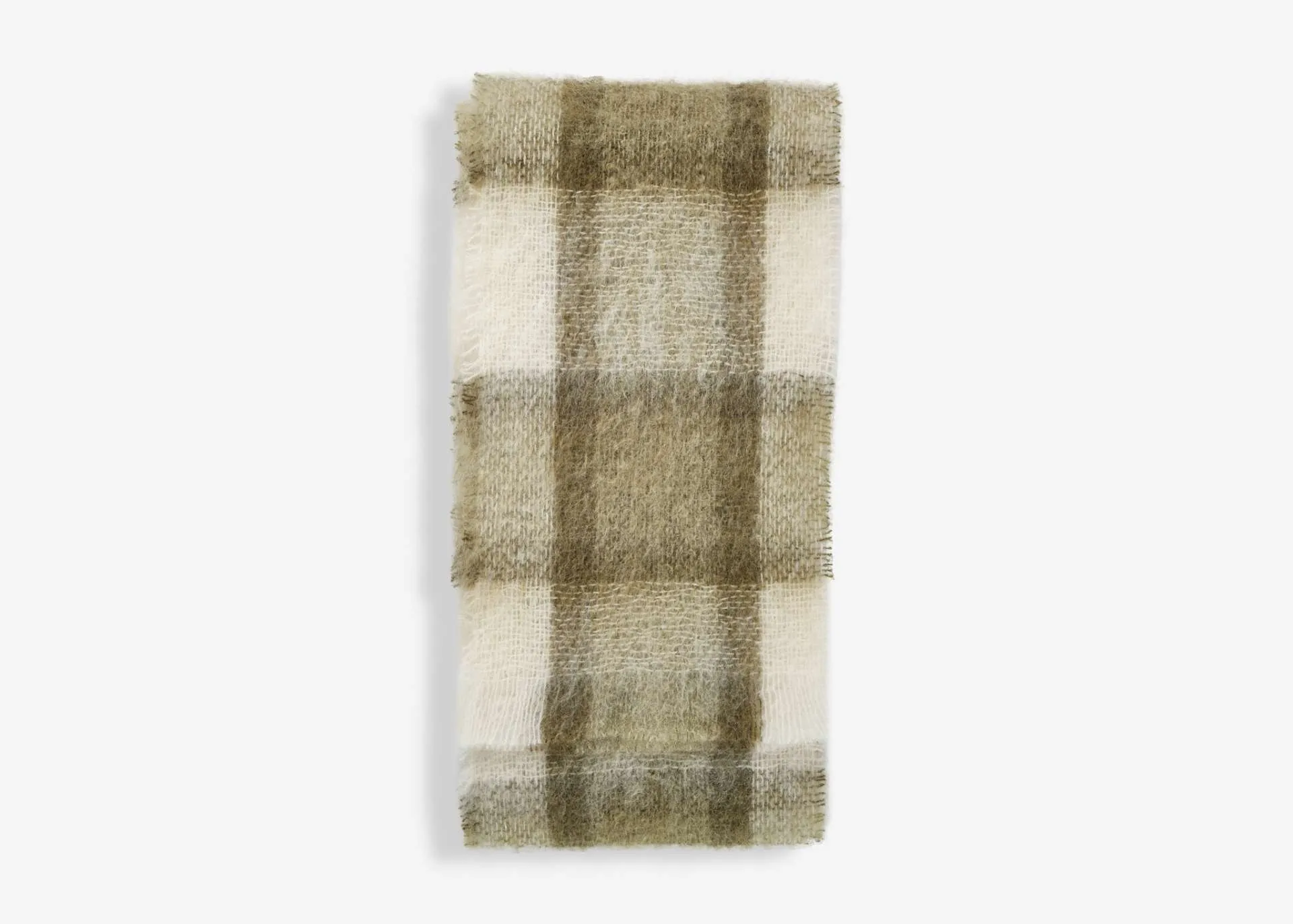 Olive Plaid Drumin Mohair Scarf