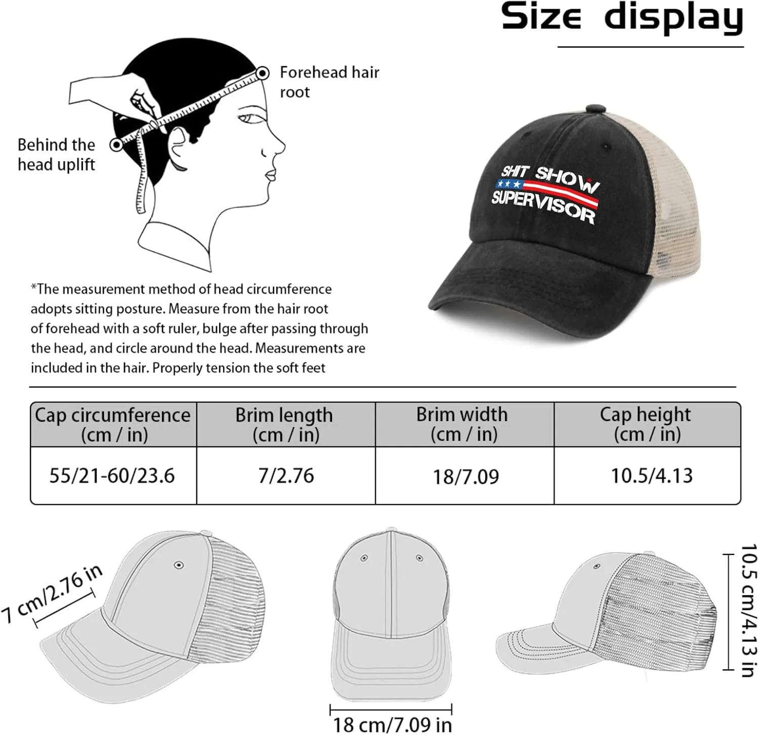 OOMOO Meme caps for Men Shit Show Supervisor Cap Meme Gifts for Men