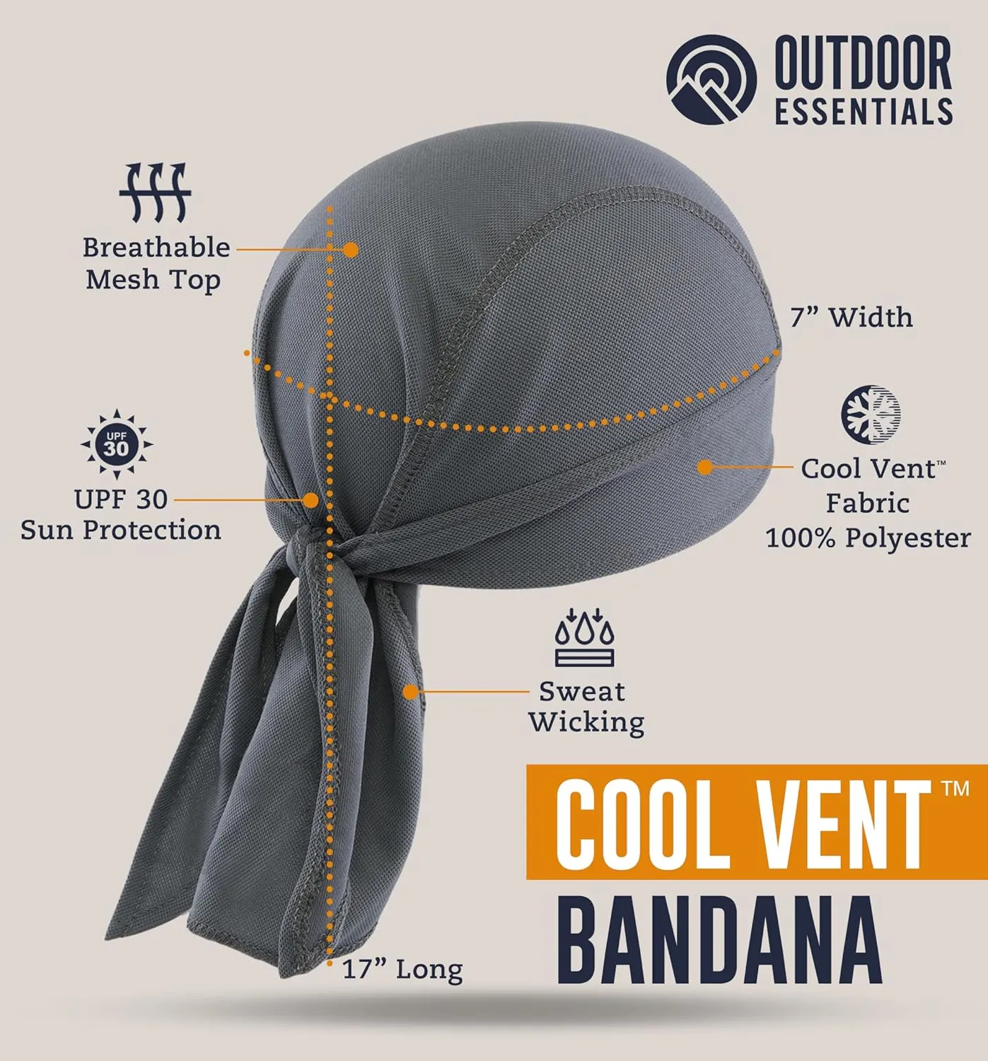 OutdoorEssentials Cooling Helmet Liner - Motorcycle Headwraps for Men - Do Rag Bandanas for Men - Bandana Skull Cap Biker Cap