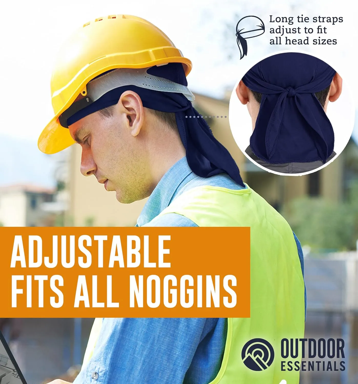 OutdoorEssentials Cooling Helmet Liner - Motorcycle Headwraps for Men - Do Rag Bandanas for Men - Bandana Skull Cap Biker Cap