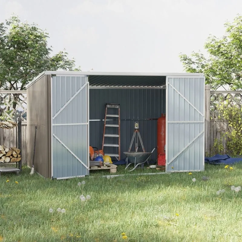 Outsunny 11' x 6' x 6' Steel Garden Storage Shed - 845-680CG