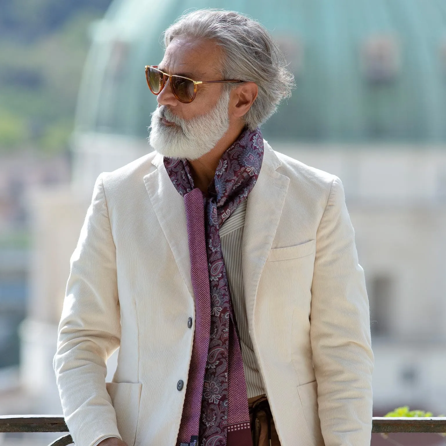 Pasquino - Reversible Silk Scarf - Wine