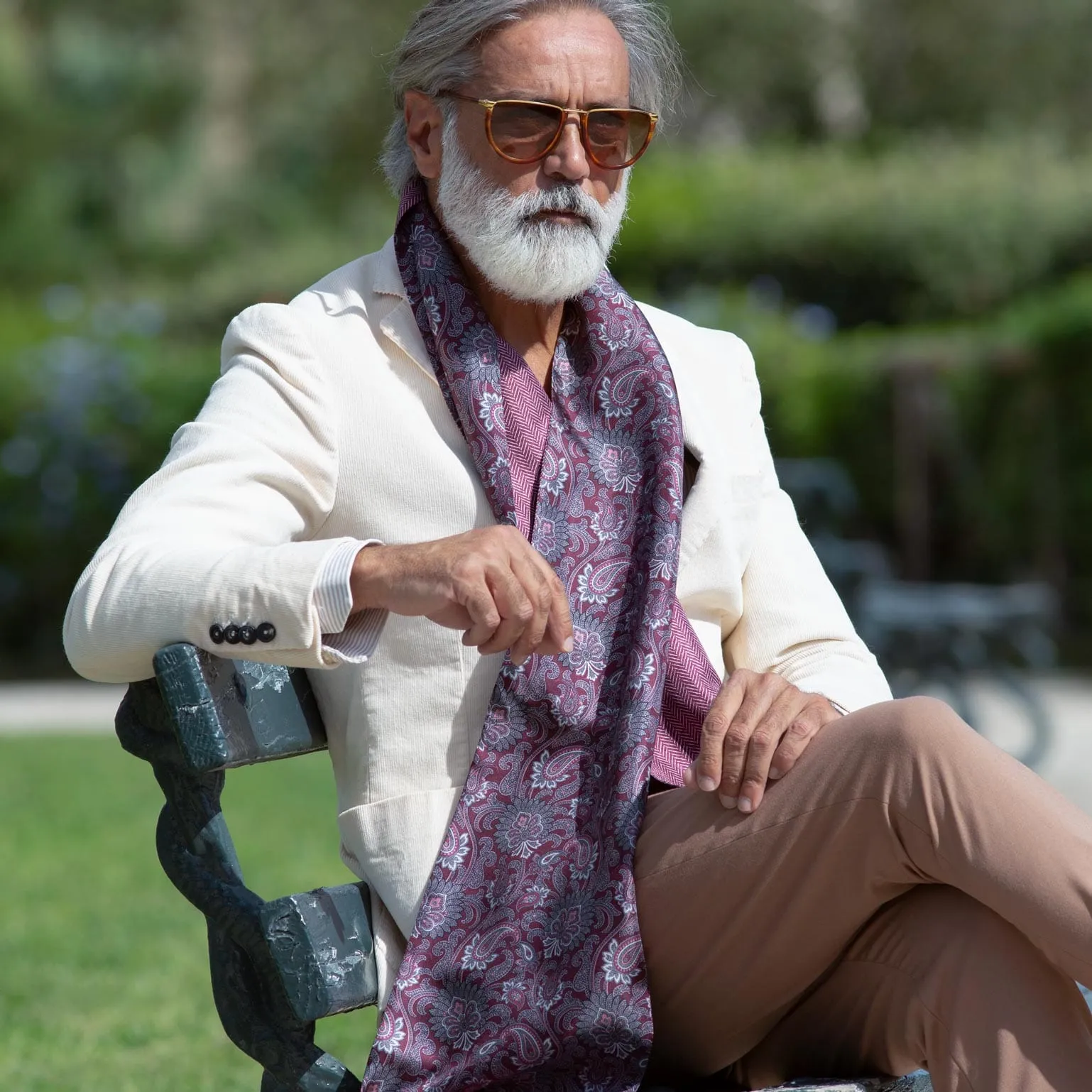 Pasquino - Reversible Silk Scarf - Wine