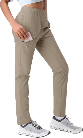Pioneer Camp Women's Hiking Pants UPF 50  Elastic Waist Drawstring Ultra-Stretch Lightweight Outdoor Cargo Pants for Travel