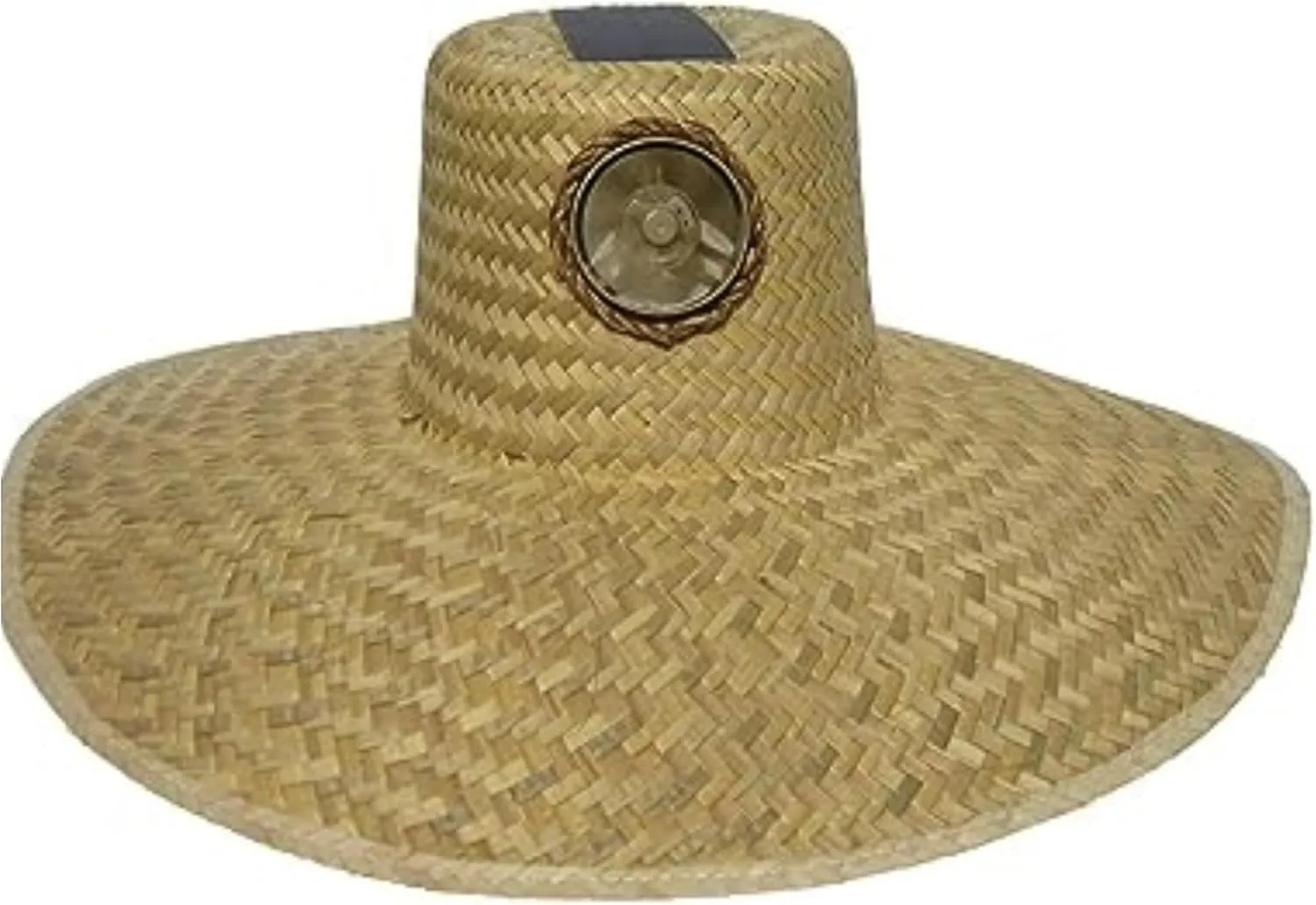 Plain Gardener Straw Hat - Solar Fan Hat Cooling Outdoor Sun - One Size
