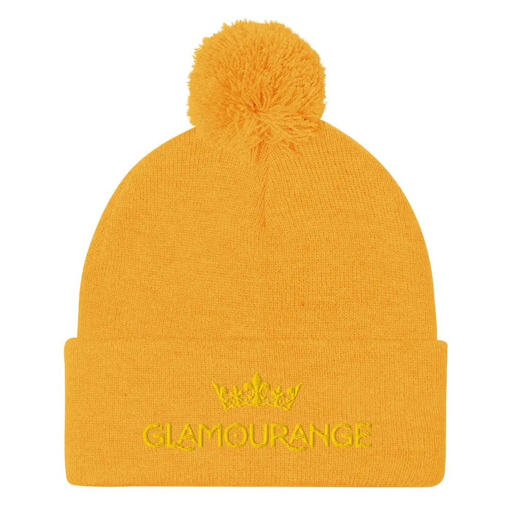 Pom Pom Beanie Embroidery Hat - Multi Colours (Glamourange Beanie With Pom Pom Knit Cap Winter Hat Collection)