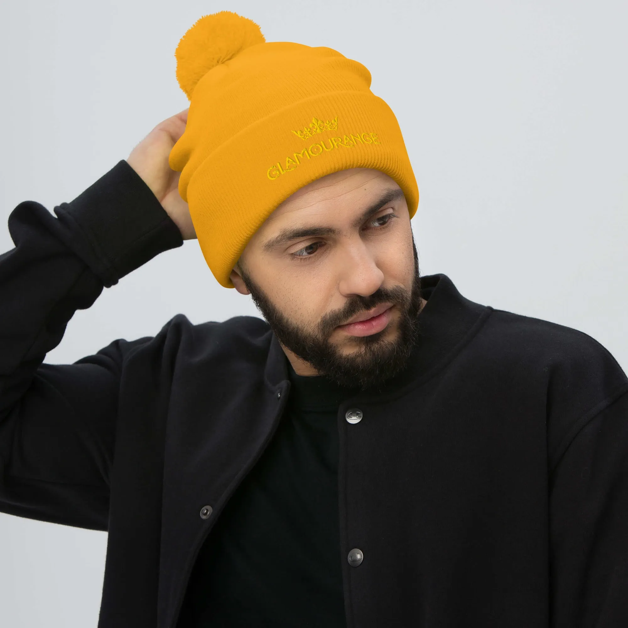 Pom Pom Beanie Embroidery Hat - Multi Colours (Glamourange Beanie With Pom Pom Knit Cap Winter Hat Collection)