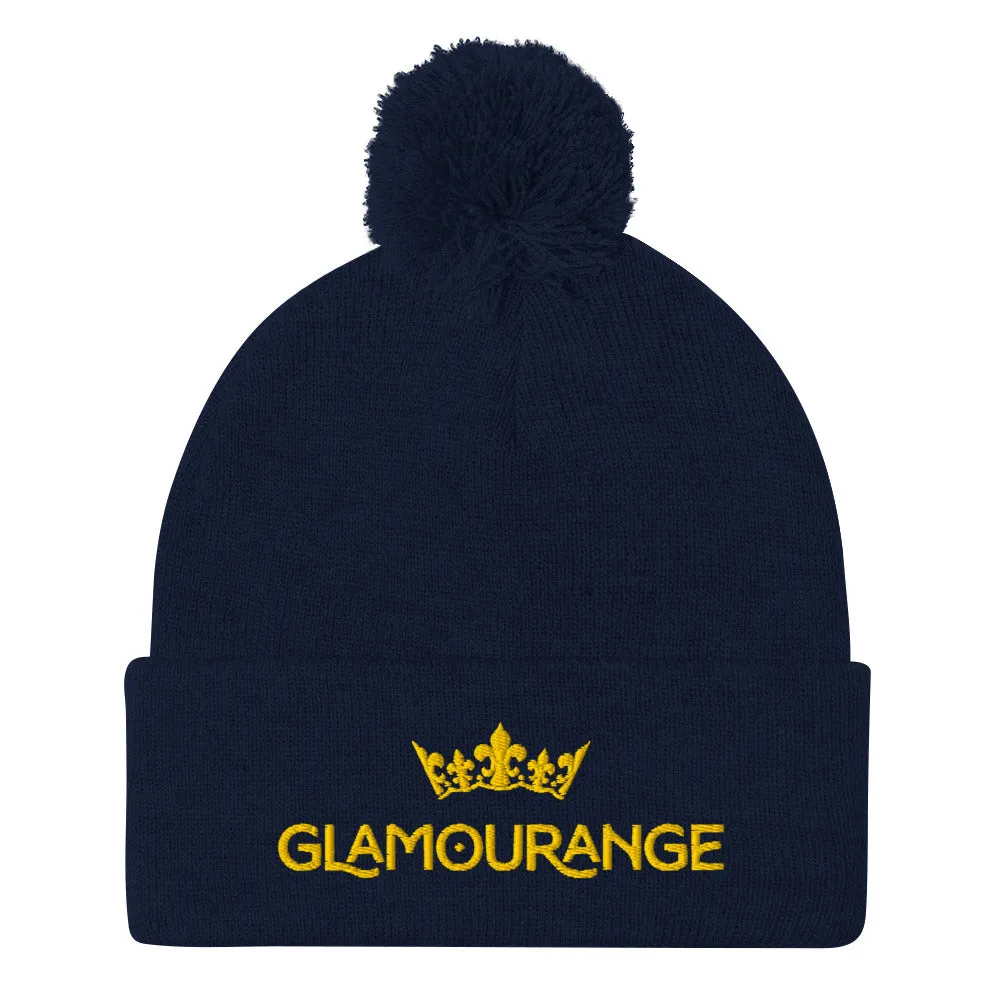 Pom Pom Beanie Embroidery Hat - Multi Colours (Glamourange Beanie With Pom Pom Knit Cap Winter Hat Collection)