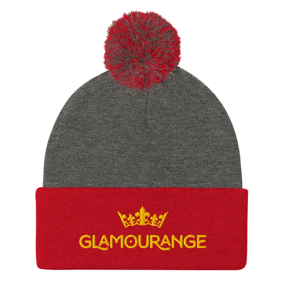 Pom Pom Beanie Embroidery Hat - Multi Colours (Glamourange Beanie With Pom Pom Knit Cap Winter Hat Collection)