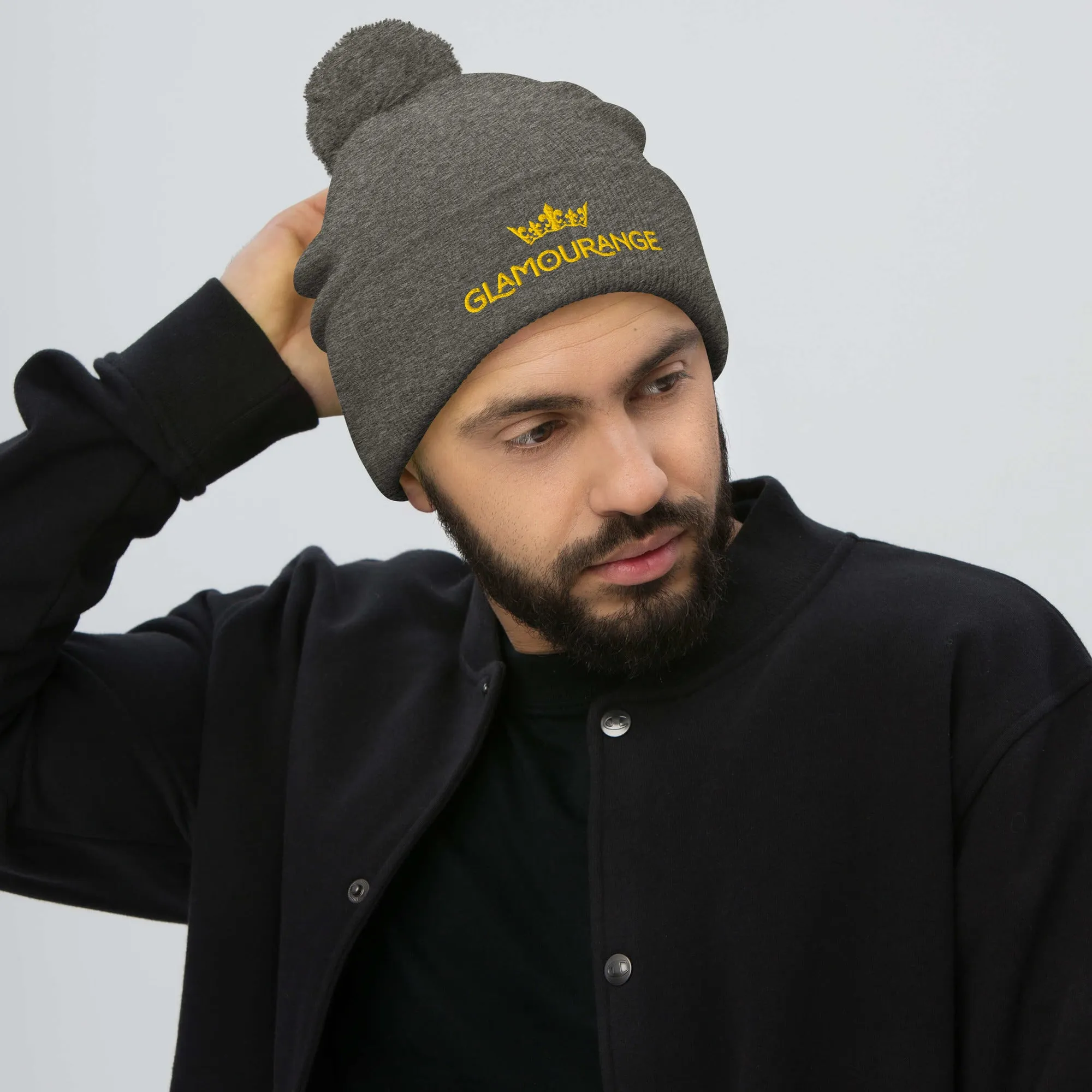 Pom Pom Beanie Embroidery Hat - Multi Colours (Glamourange Beanie With Pom Pom Knit Cap Winter Hat Collection)