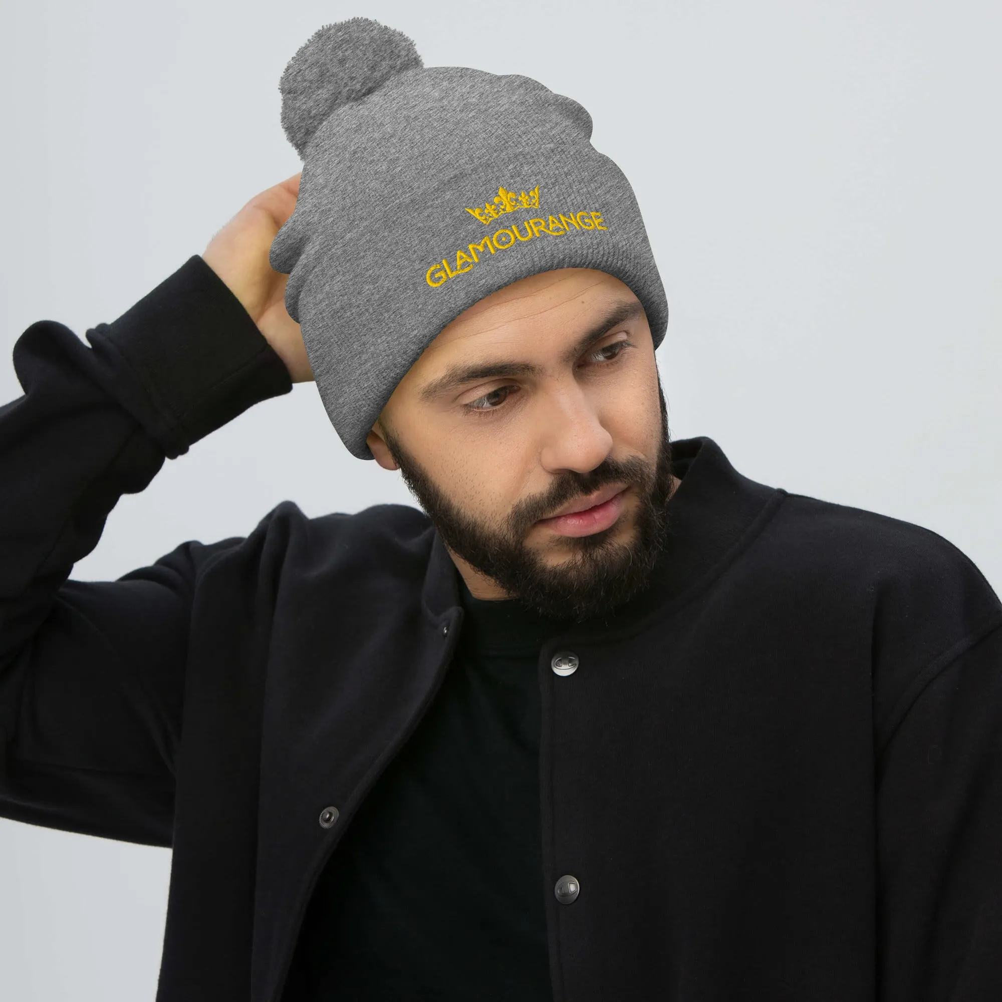 Pom Pom Beanie Embroidery Hat - Multi Colours (Glamourange Beanie With Pom Pom Knit Cap Winter Hat Collection)