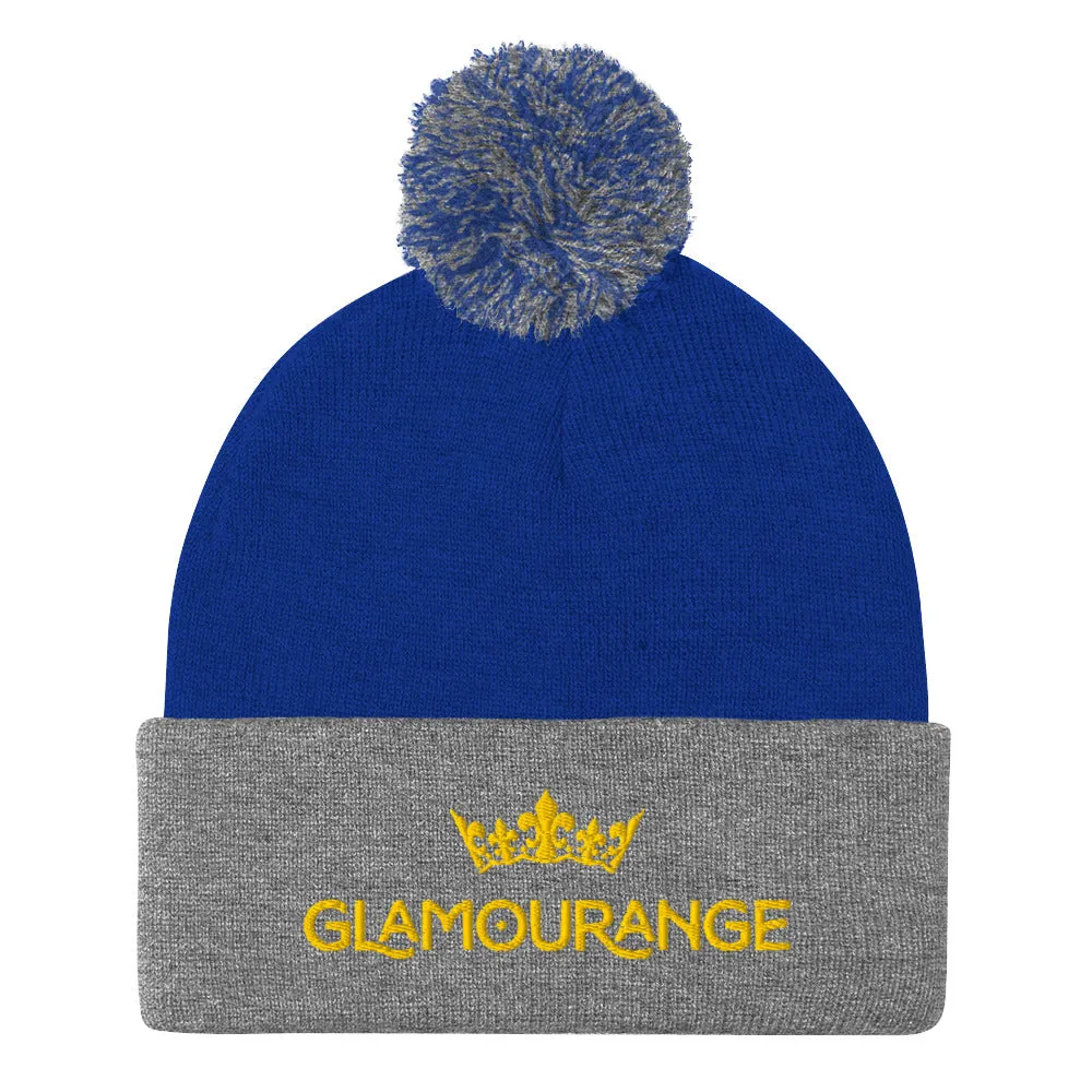 Pom Pom Beanie Embroidery Hat - Multi Colours (Glamourange Beanie With Pom Pom Knit Cap Winter Hat Collection)