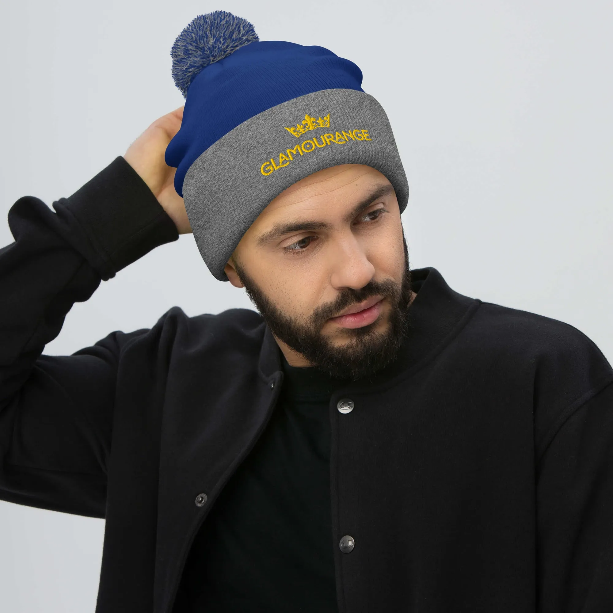 Pom Pom Beanie Embroidery Hat - Multi Colours (Glamourange Beanie With Pom Pom Knit Cap Winter Hat Collection)