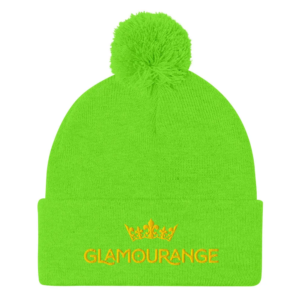 Pom Pom Beanie Embroidery Hat - Multi Colours (Glamourange Beanie With Pom Pom Knit Cap Winter Hat Collection)