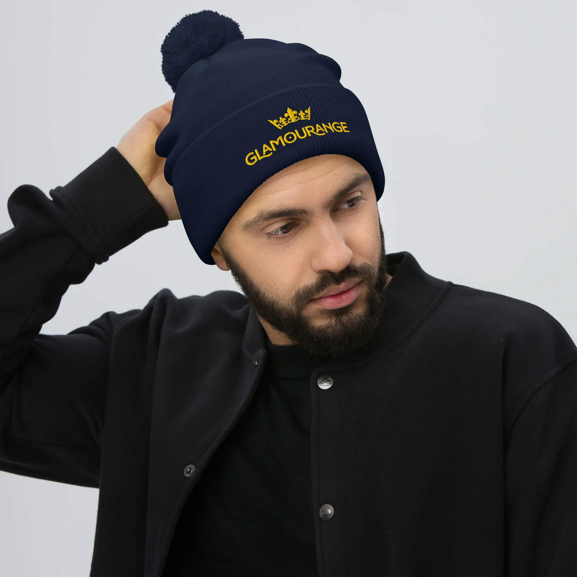 Pom Pom Beanie Embroidery Hat - Multi Colours (Glamourange Beanie With Pom Pom Knit Cap Winter Hat Collection)