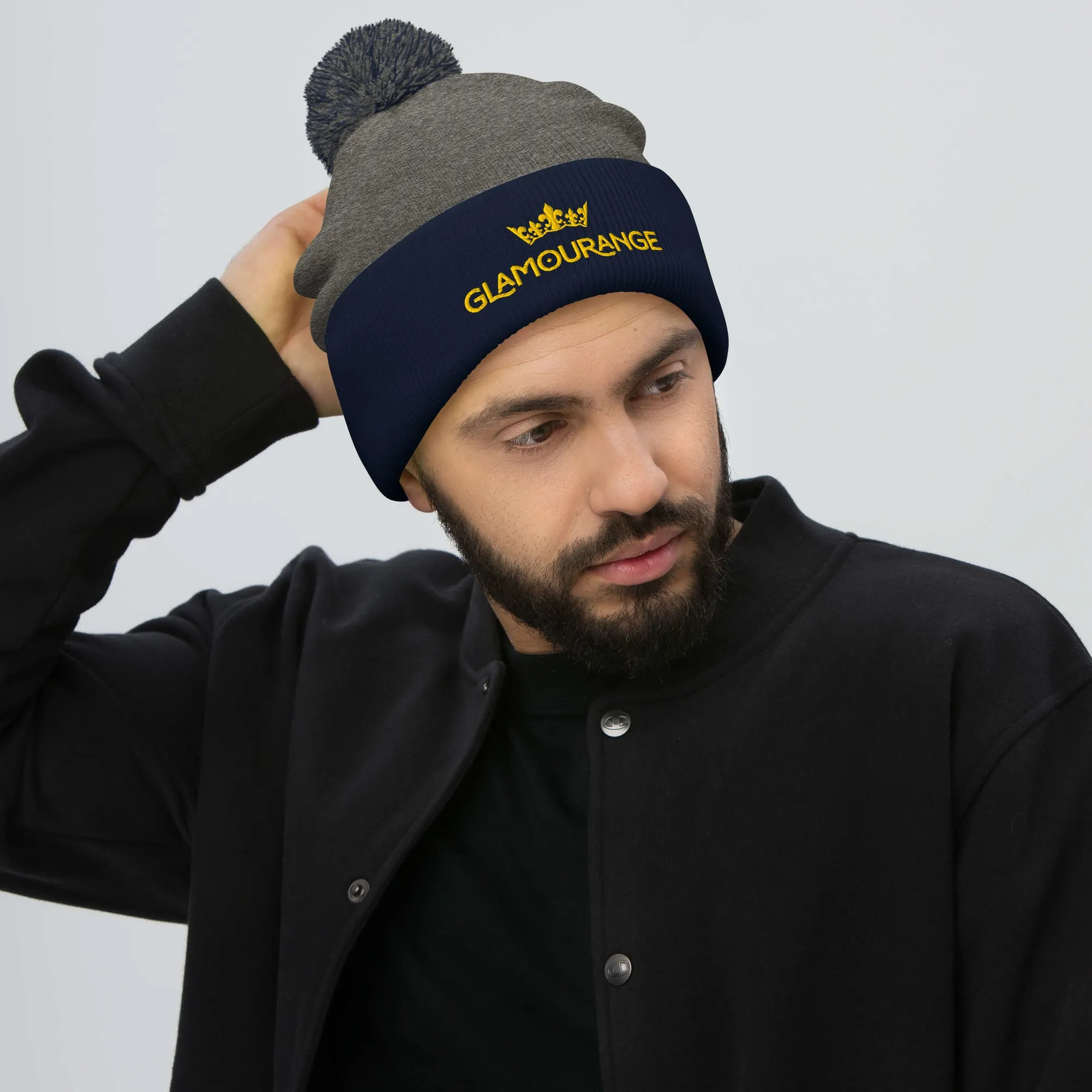 Pom Pom Beanie Embroidery Hat - Multi Colours (Glamourange Beanie With Pom Pom Knit Cap Winter Hat Collection)
