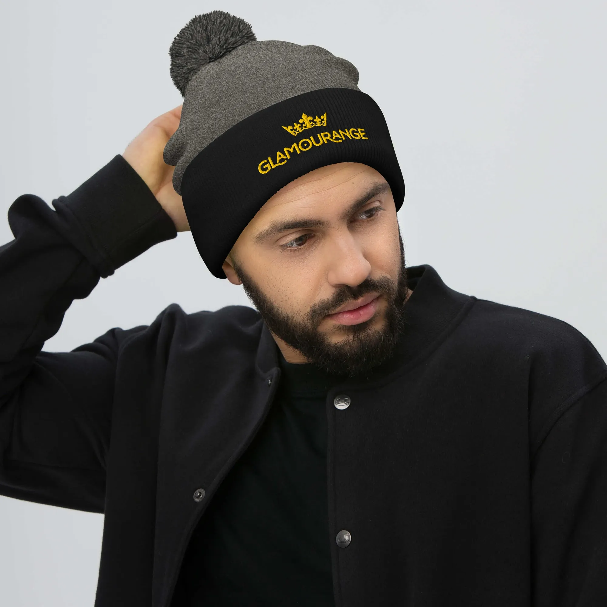Pom Pom Beanie Embroidery Hat - Multi Colours (Glamourange Beanie With Pom Pom Knit Cap Winter Hat Collection)