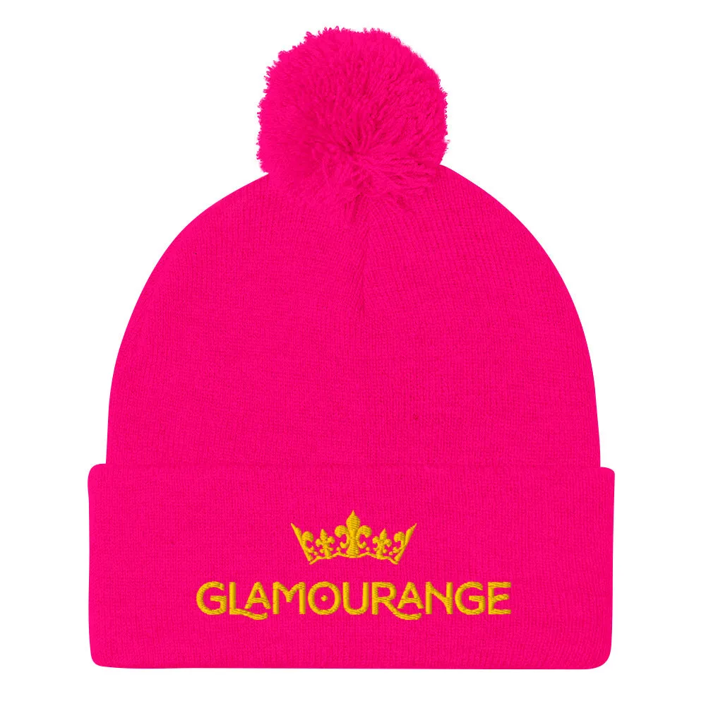 Pom Pom Beanie Embroidery Hat - Multi Colours (Glamourange Beanie With Pom Pom Knit Cap Winter Hat Collection)