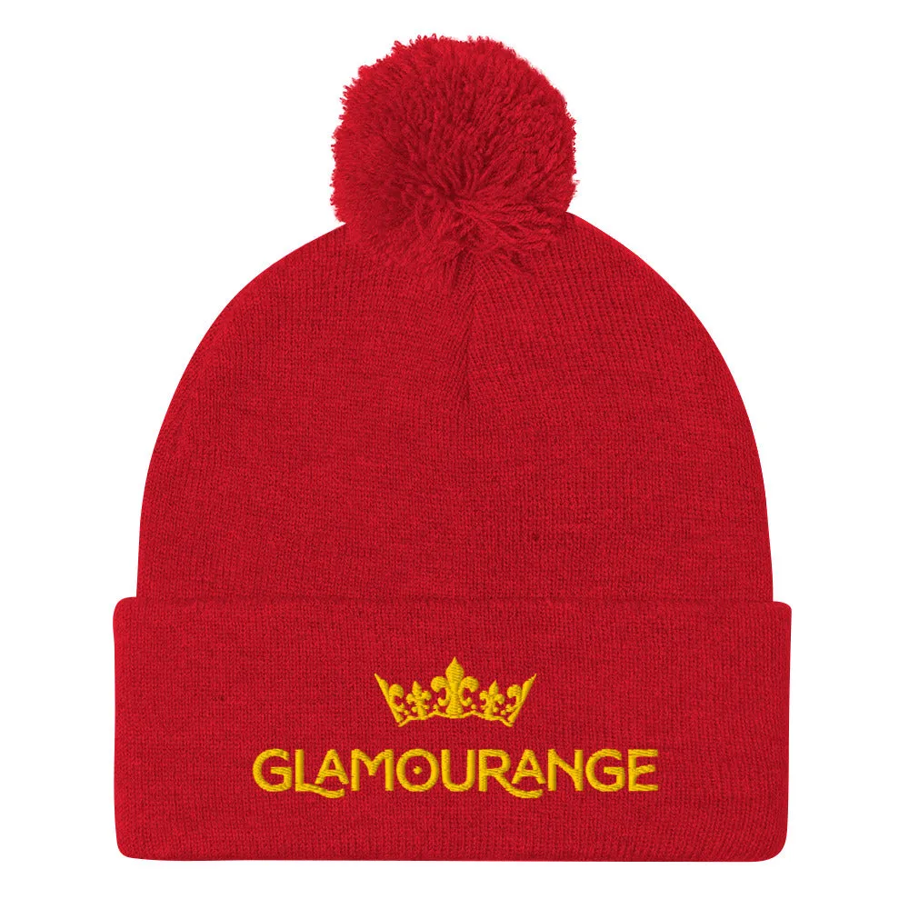 Pom Pom Beanie Embroidery Hat - Multi Colours (Glamourange Beanie With Pom Pom Knit Cap Winter Hat Collection)