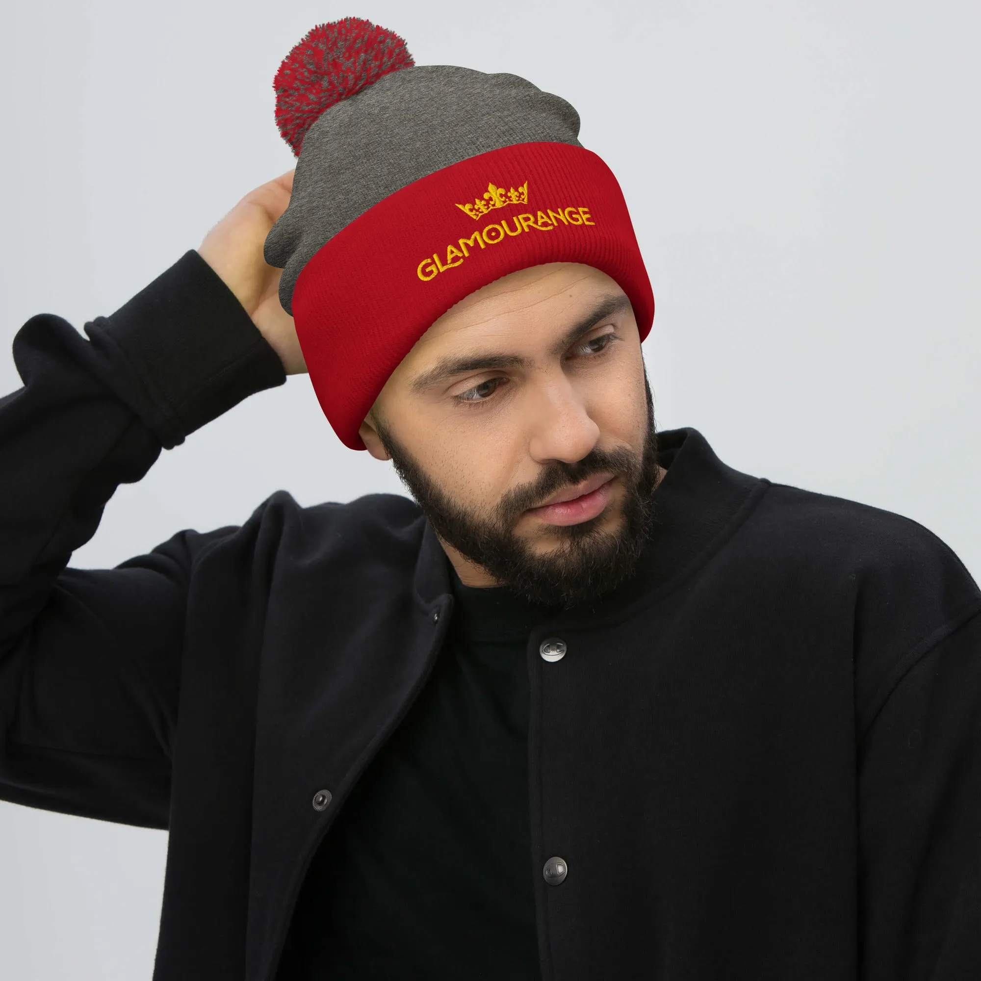 Pom Pom Beanie Embroidery Hat - Multi Colours (Glamourange Beanie With Pom Pom Knit Cap Winter Hat Collection)