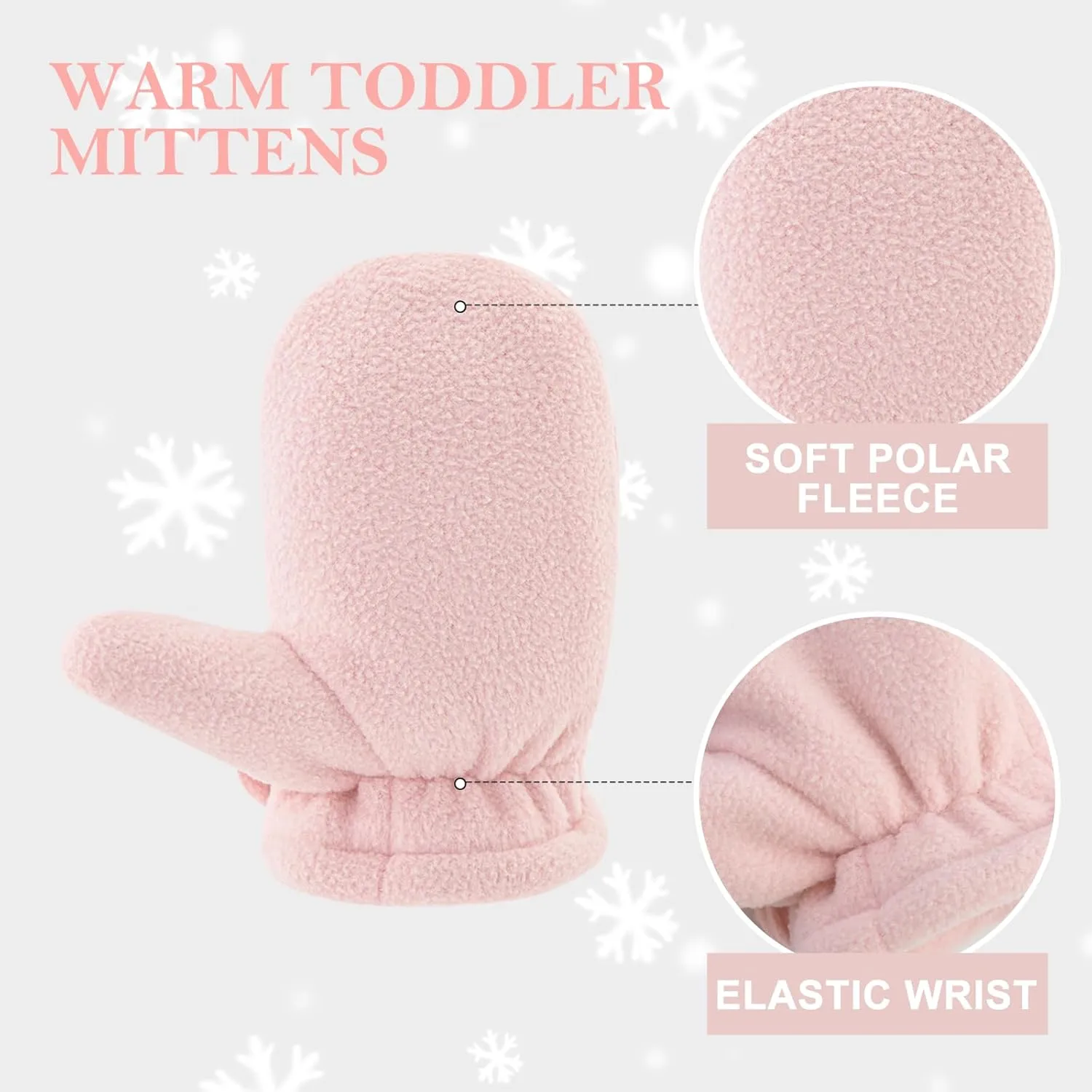 RAOEXI Toddler Infant Winter Mittens Lined with Fleece Easy-on Baby Boy Girls Warm Gloves Outdoor