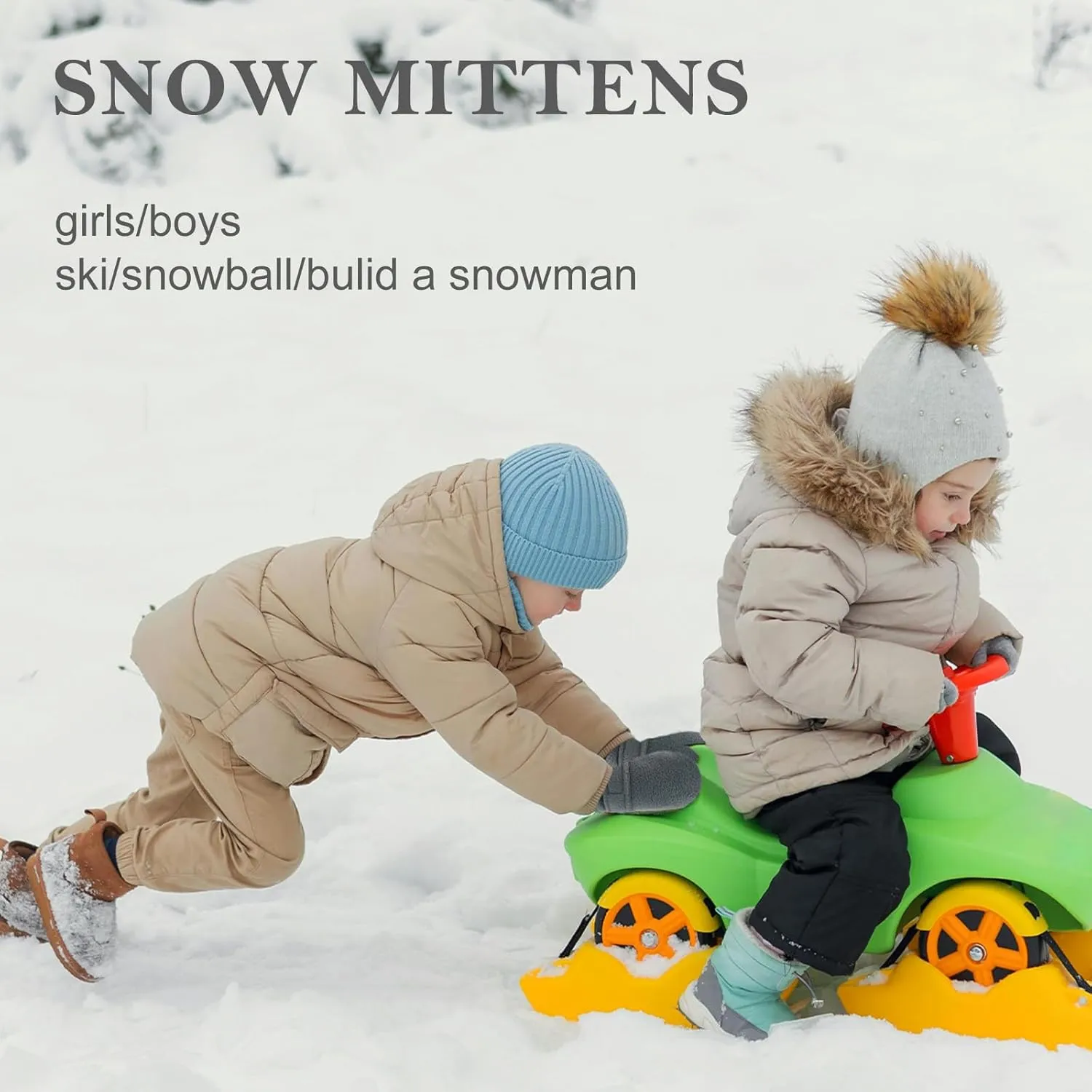 RAOEXI Toddler Infant Winter Mittens Lined with Fleece Easy-on Baby Boy Girls Warm Gloves Outdoor