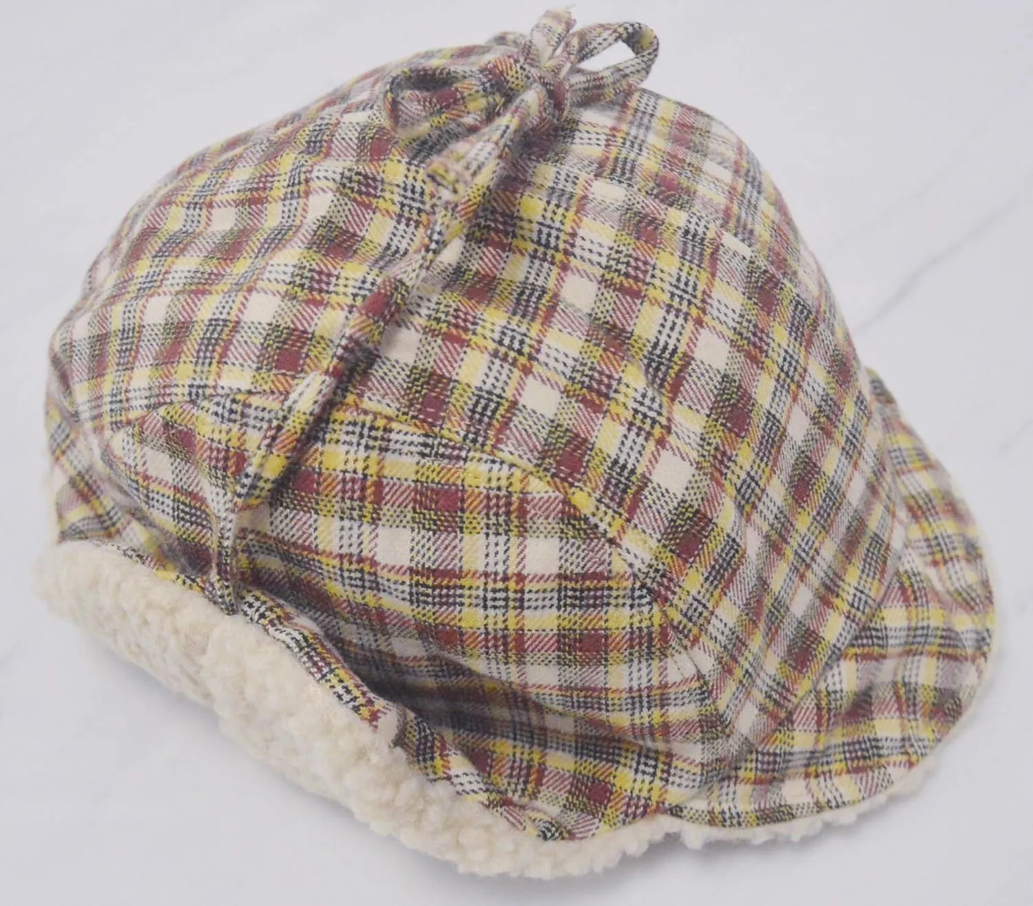 Reversible Winter Hat with Ear Flaps for Men Women,Ladies Plaid Hat with Ear Flaps,Lamb Wool Lining Flannel Beanie