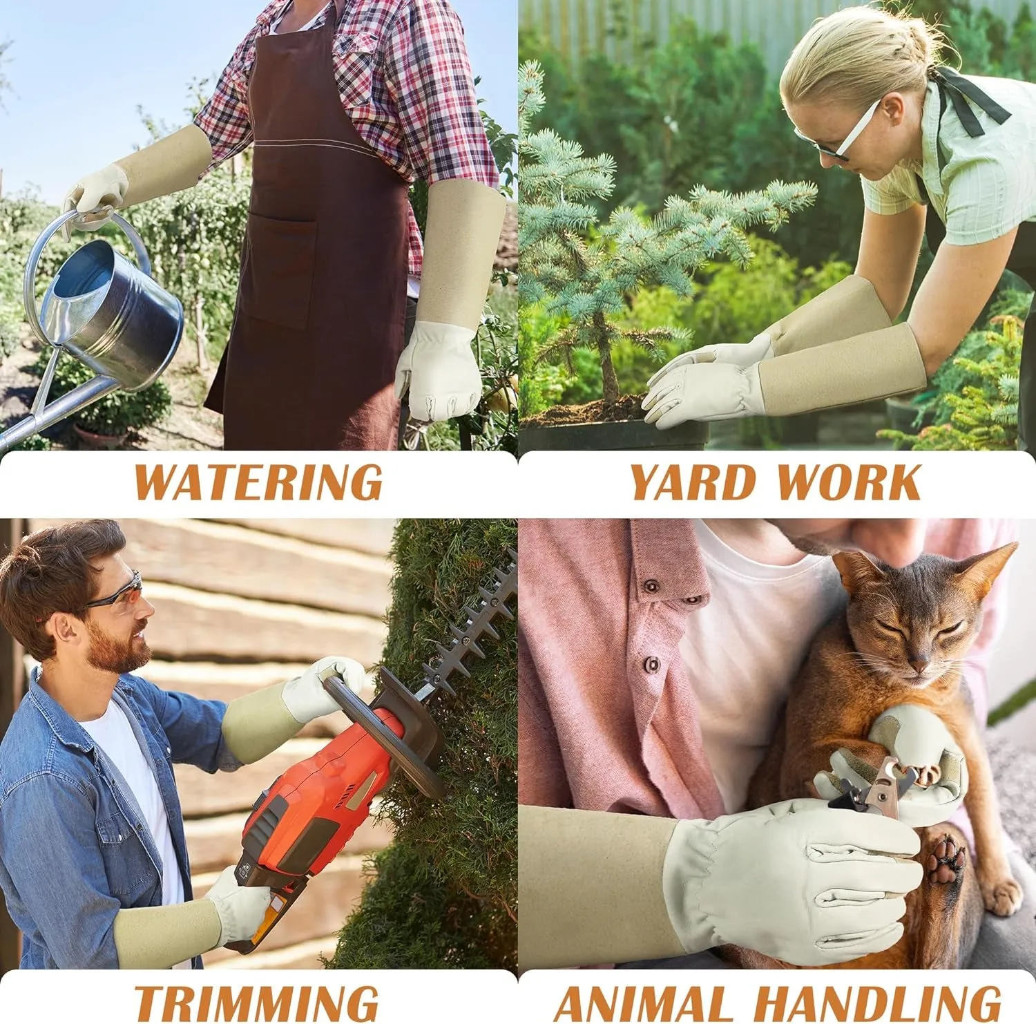 Rose Pruning Gloves for Men & Women, Long Thorn Proof Gardening Gloves, Breathable Pigskin Leather Gauntlet, Best Garden Gifts & Tools for Gardener