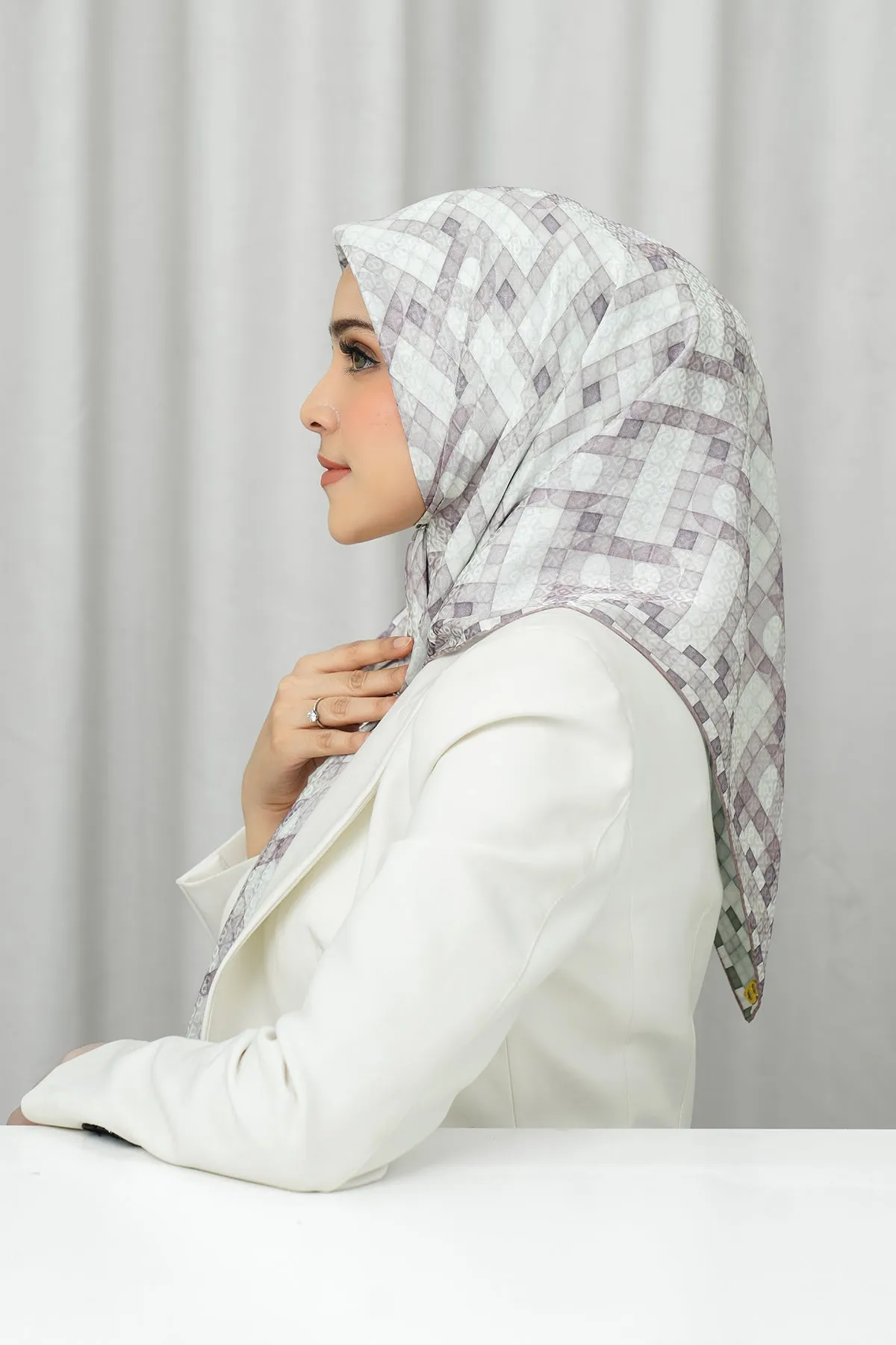 Silk Jacquard Square - Webbing Sage & Amethyst