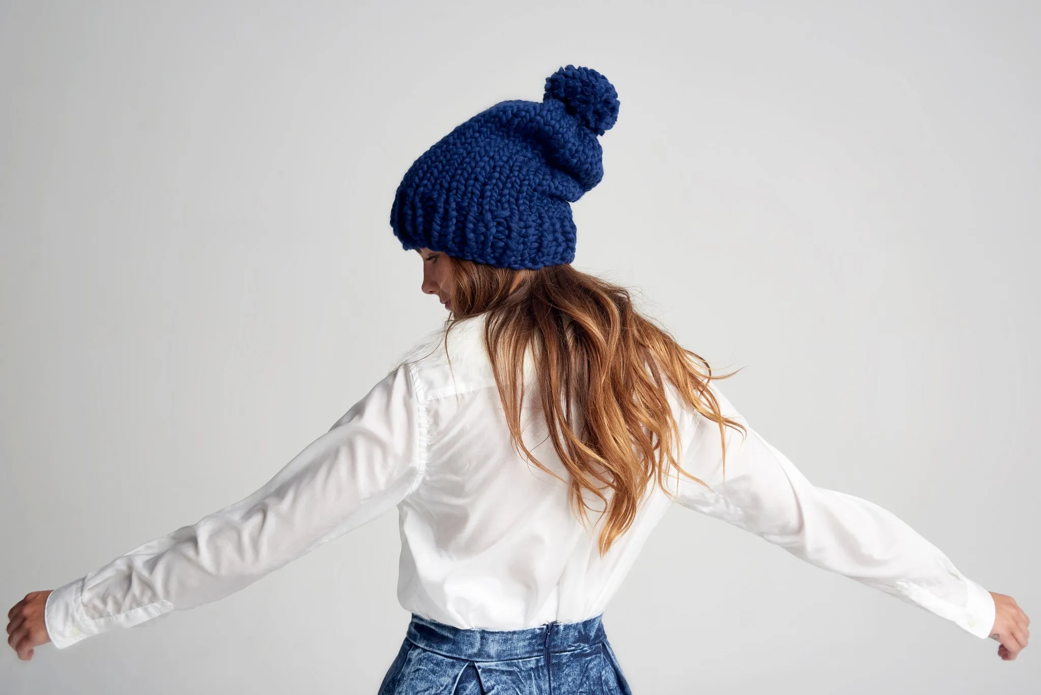 Slouchy Pompom Beanie - Merino
