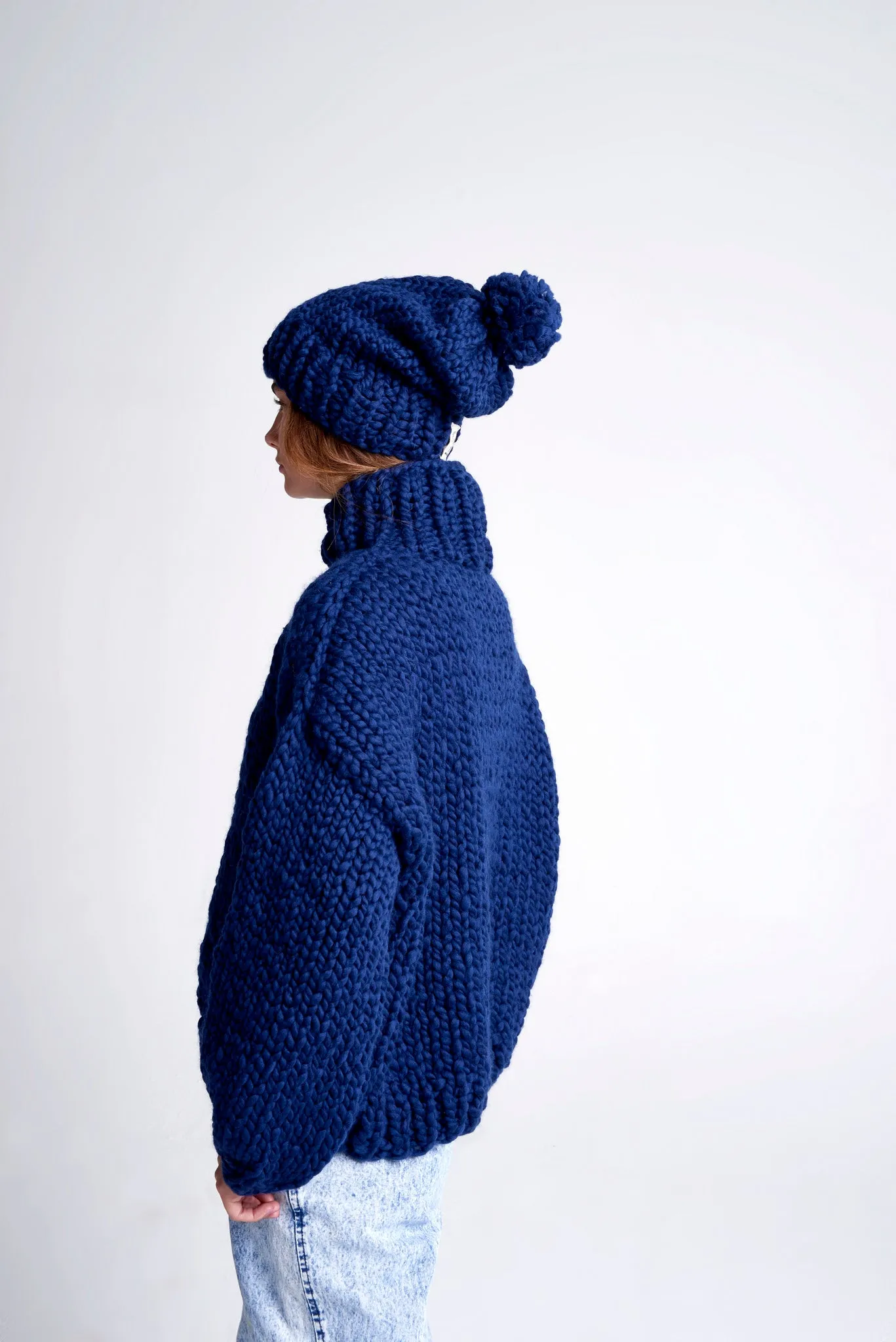 Slouchy Pompom Beanie - Merino