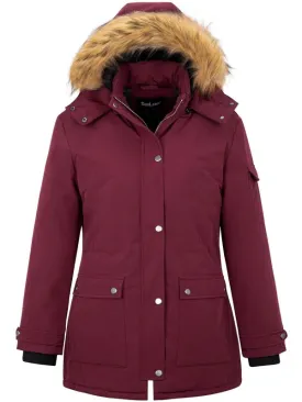 Soularge Women's Plus Size Waterproof Winter Puffer Coat with Faux fur Hood