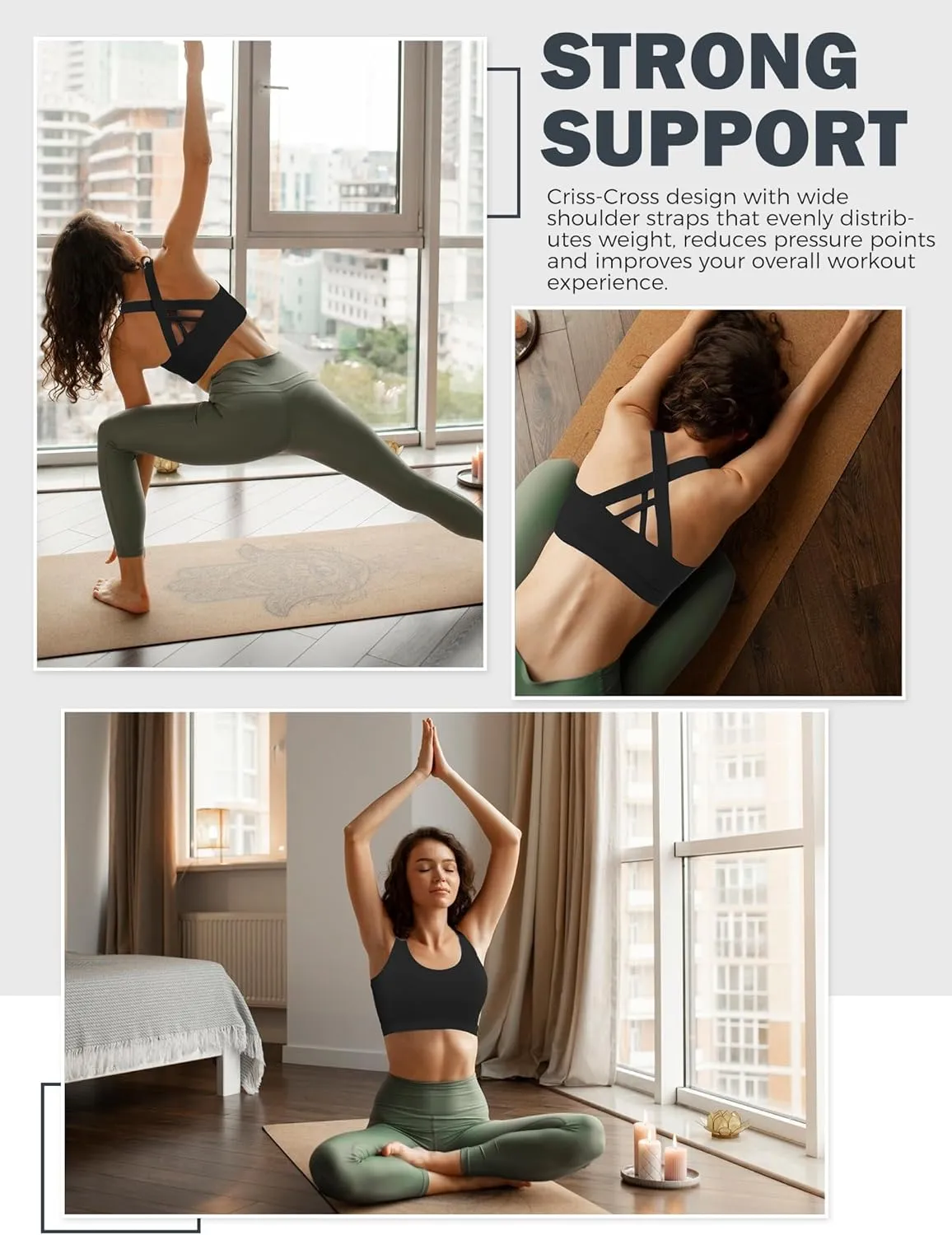 Sports Bras for Women, High Support Criss Cross Back Bras for Large Bust, High Impact Strappy Yoga Workout Bra