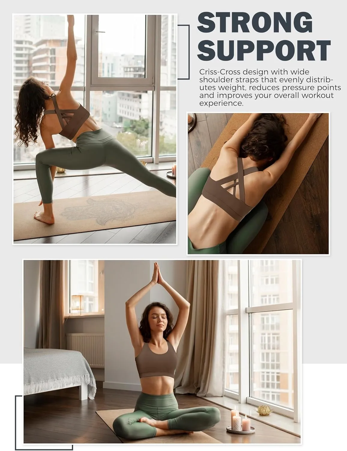 Sports Bras for Women, High Support Criss Cross Back Bras for Large Bust, High Impact Strappy Yoga Workout Bra