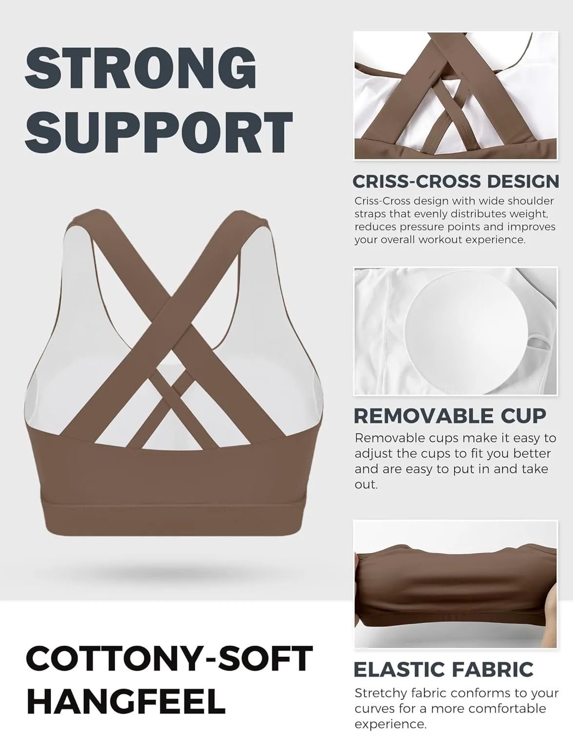 Sports Bras for Women, High Support Criss Cross Back Bras for Large Bust, High Impact Strappy Yoga Workout Bra