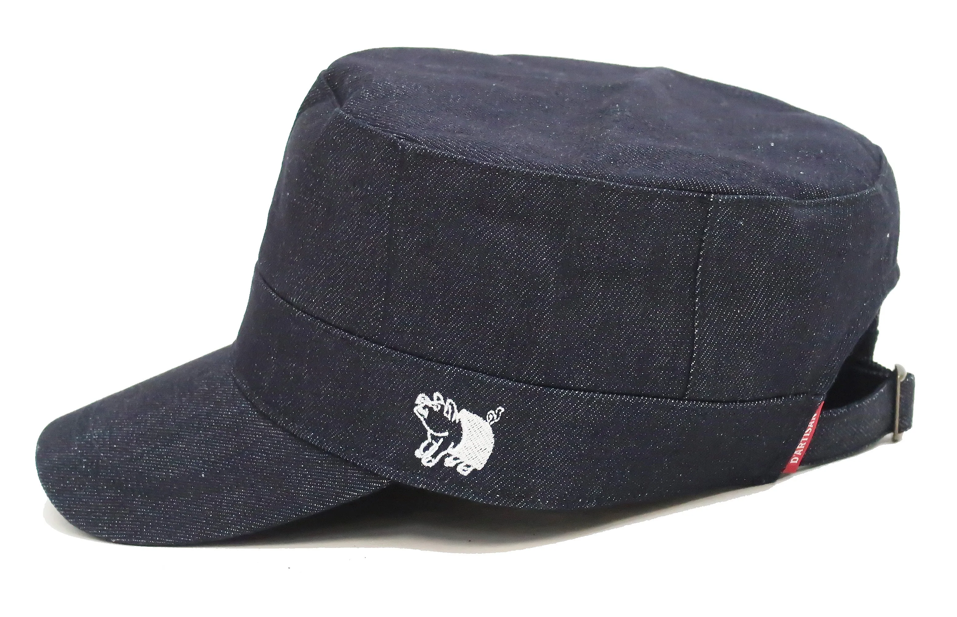 Studio D'artisan Denim Work Cap Men's Adjustable Flat Top Railroad Engineer Hat D7222