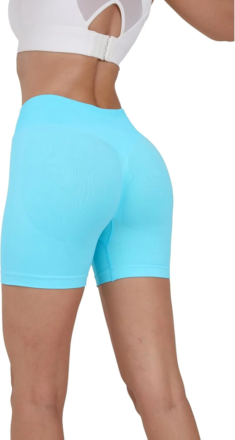 STUNNY Women Workout Impact Shorts Gym Shorts Scrunch Butt Lifting Seamless Shorts Waisted Contour