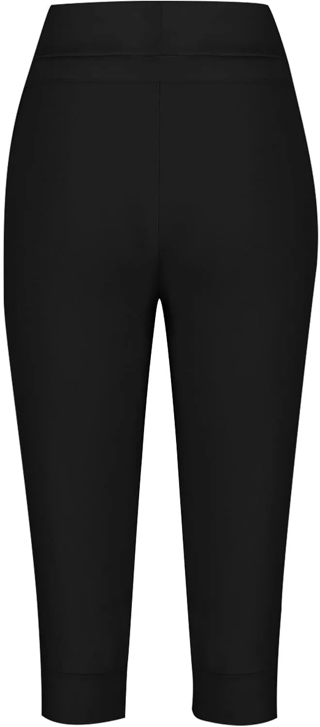 Summer Capri Pants for Women Drawstring Capris with Pockets Lounge Joggers Pants Tapered Ankle Cropped Trousers