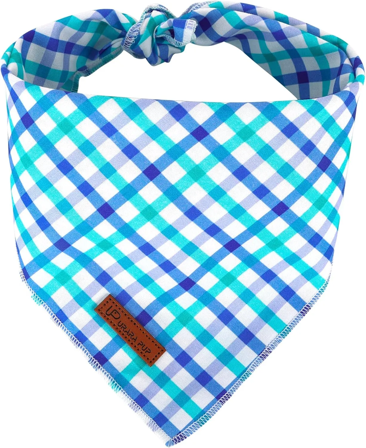Summer Dog Bandana, Comfortable Cotton Grid Triangle Bid Scarf for Medium Large Dog, Washable Pet Kerchief for Boy Girl Dogs, Blue and White Cute Bandana Dog, Cute Classic Dog Bid Scarf