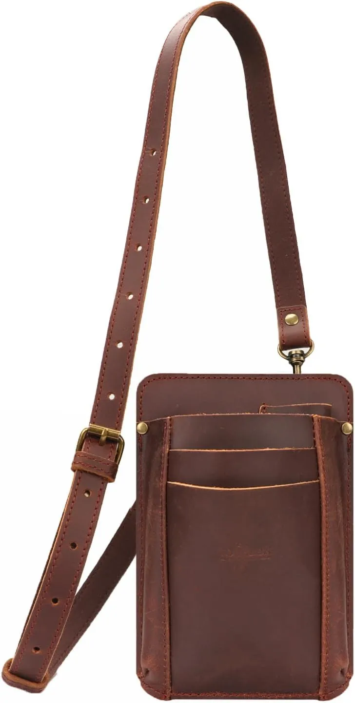 Tourbon Leather Florist Tool Waist Pouch Belt Garden Shoulder Crossbody Tools Bag Gardening Pruning Shears Holder Organizer Kit 4 Pockets